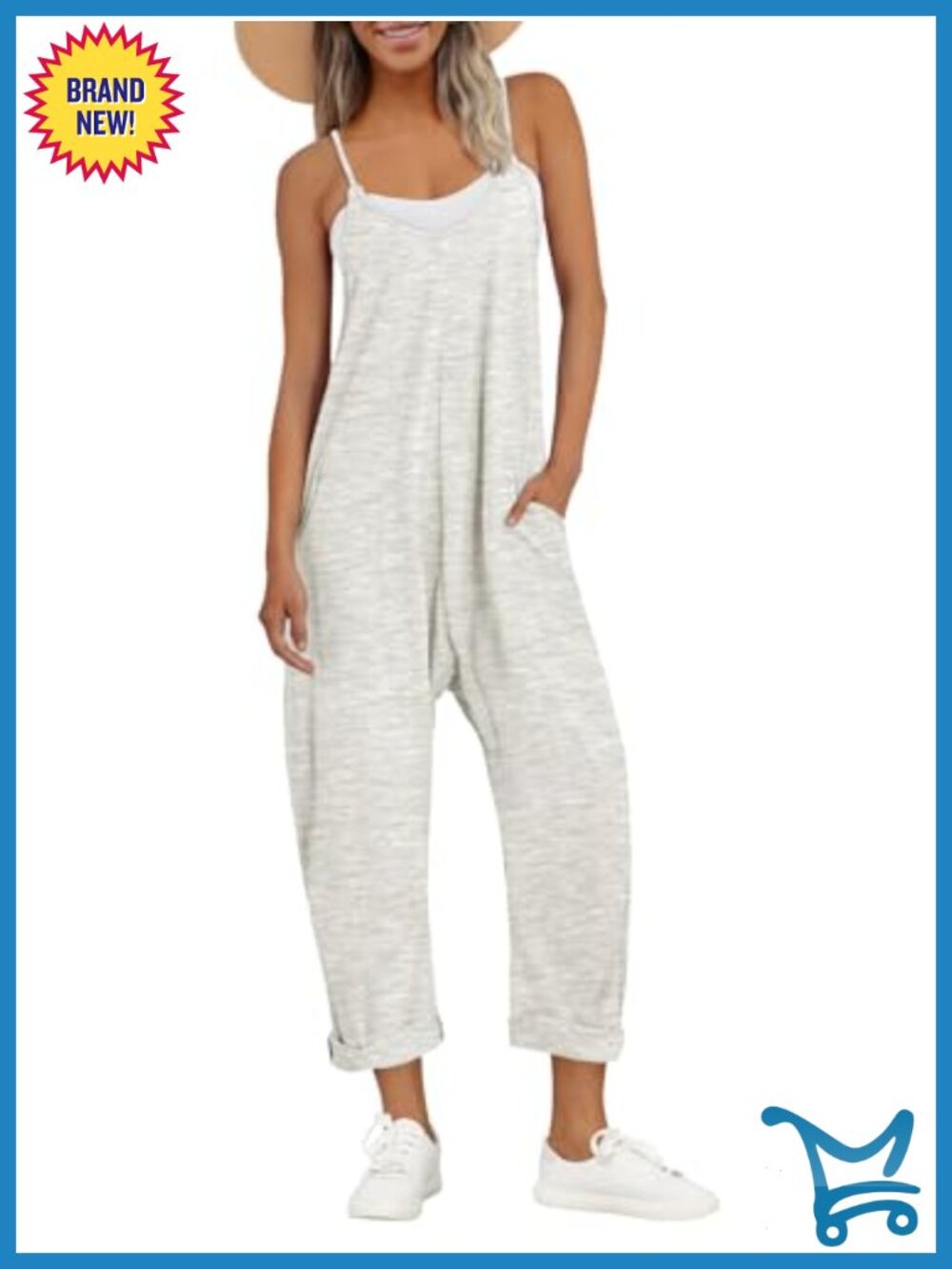 Women's Casual Summer Jumpsuit Romper Loose Fit Overalls with Pockets